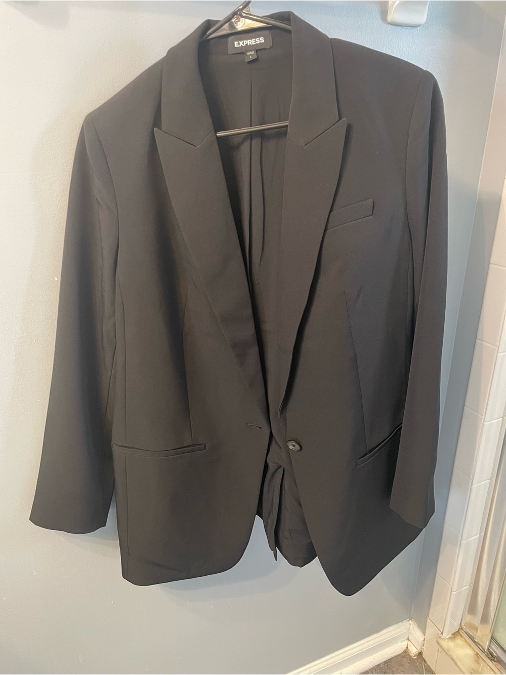 Express Black Single-Button Blazer with Notch Lapel